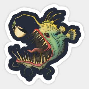 Angler Crazy coffee creature. Sticker